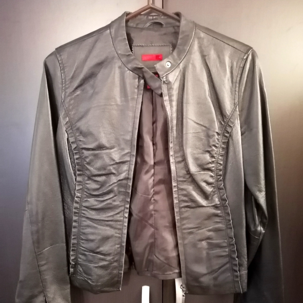 Ladies black leather jacket